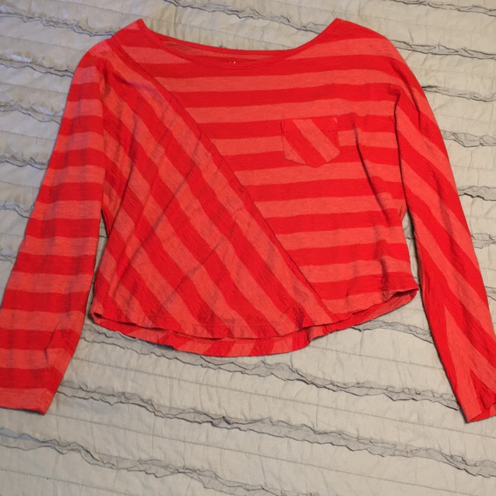 red/orange striped crop top